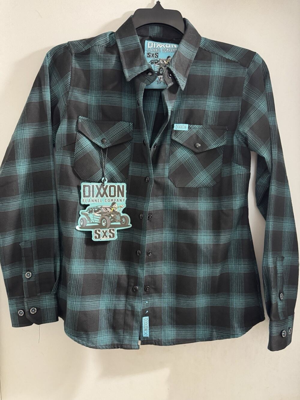 Dixxon Flannel Shirt The Trixie Snap Up Top Black Teal Collab With SXS Addicts M